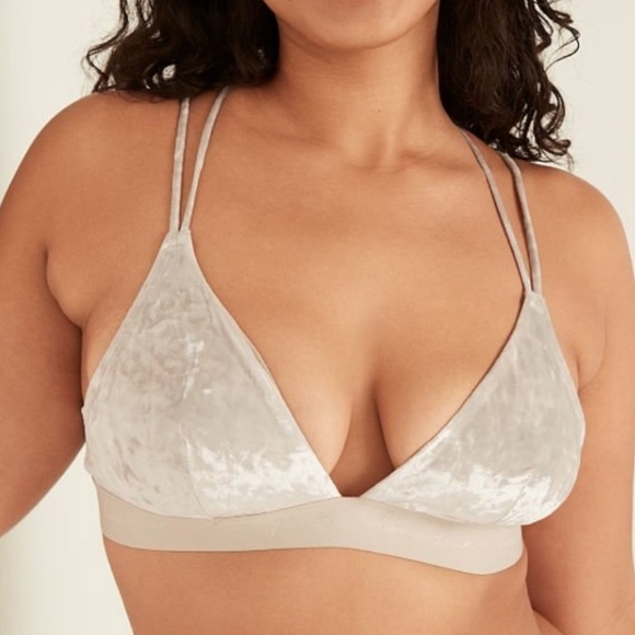 PINK Victoria's Secret Other - PINK Victoria’s Secret Cream Colored Velvet Bralette size Small